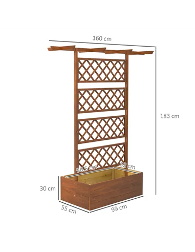 Outsunny Wooden Trellis Planter Box, Raised Garden Bed to Grow Vegetables, Herbs and Flowers, Orange