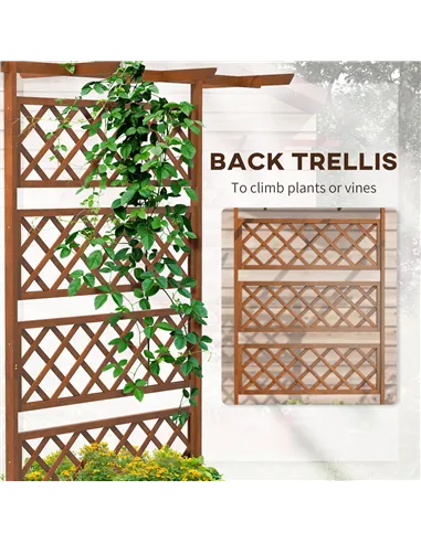 Outsunny Wooden Trellis Planter Box, Raised Garden Bed to Grow Vegetables, Herbs and Flowers, Orange