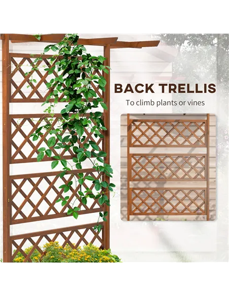 Outsunny Wooden Trellis Planter Box, Raised Garden Bed to Grow Vegetables, Herbs and Flowers, Orange