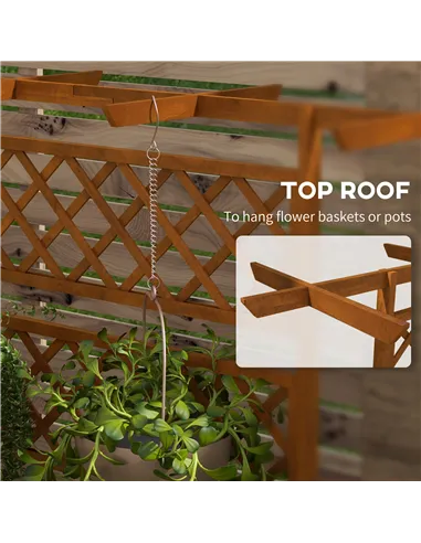 Outsunny Wooden Trellis Planter Box, Raised Garden Bed to Grow Vegetables, Herbs and Flowers, Orange