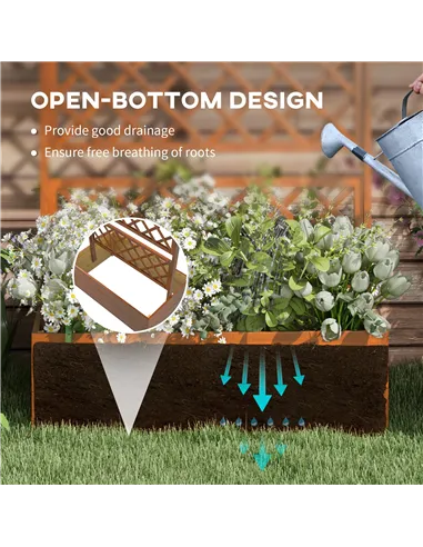 Outsunny Wooden Trellis Planter Box, Raised Garden Bed to Grow Vegetables, Herbs and Flowers, Orange