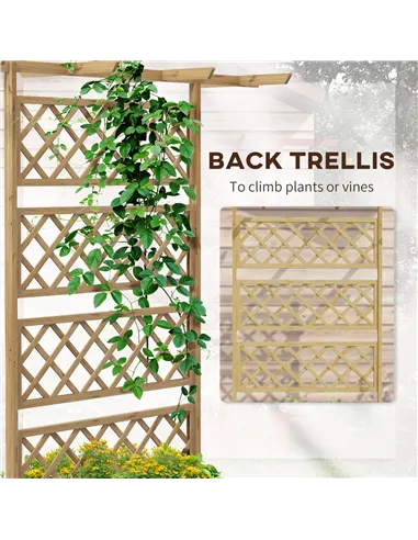 Outsunny Wooden Trellis Planter Box, Raised Garden Bed to Grow Vegetables, Herbs and Flowers, Natural Tone