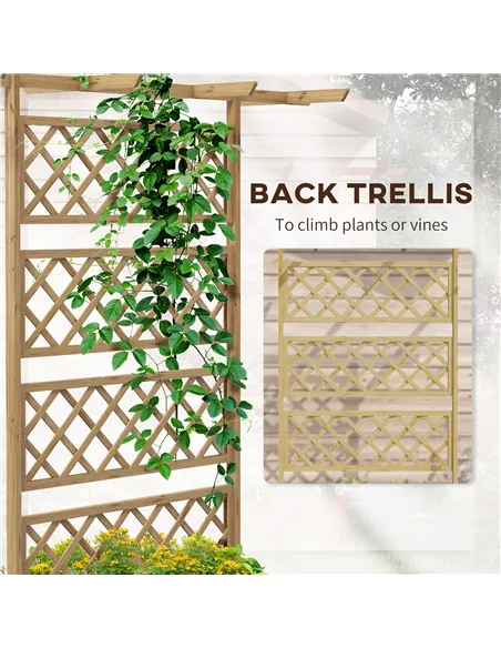 Outsunny Wooden Trellis Planter Box, Raised Garden Bed to Grow Vegetables, Herbs and Flowers, Natural Tone
