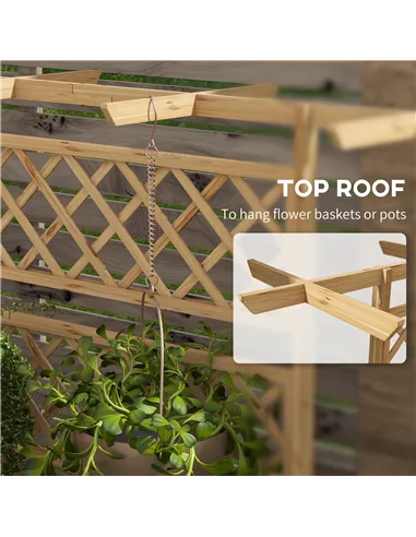 Outsunny Wooden Trellis Planter Box, Raised Garden Bed to Grow Vegetables, Herbs and Flowers, Natural Tone