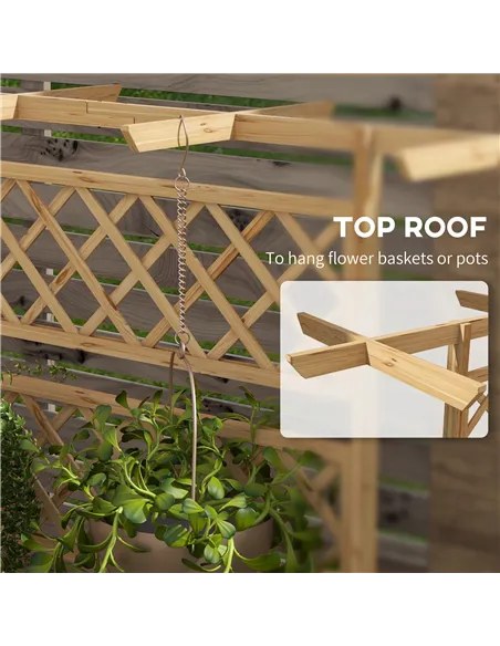 Outsunny Wooden Trellis Planter Box, Raised Garden Bed to Grow Vegetables, Herbs and Flowers, Natural Tone