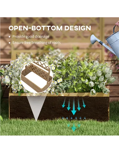 Outsunny Wooden Trellis Planter Box, Raised Garden Bed to Grow Vegetables, Herbs and Flowers, Natural Tone