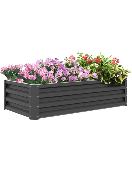 Outsunny Rectangle Raised Garden Bed Box with Weatherized Steel Frame for Vegetables, Flowers, & Herbs, 120 cm x 60 cm x 30.5 cm