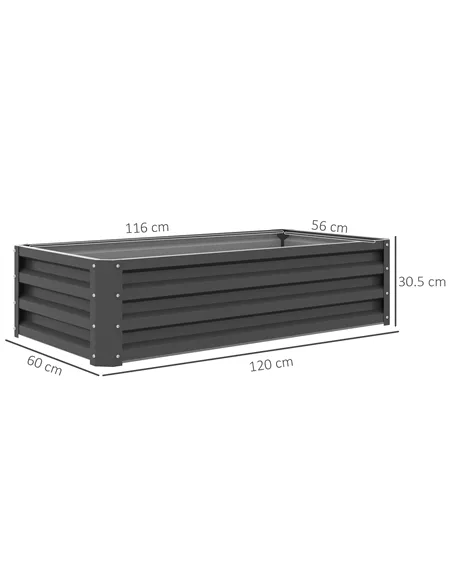 Outsunny Rectangle Raised Garden Bed Box with Weatherized Steel Frame for Vegetables, Flowers, & Herbs, 120 cm x 60 cm x 30.5 cm