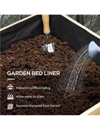 Outsunny Wooden Planter Box with PE Greenhouse Cover and Bed Liner, Raised Garden Bed for Vegetables, Flowers, Herbs
