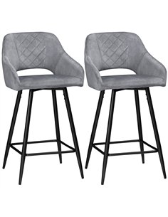 HOMCOM Bar Stools Set of 2, Velvet-Touch Fabric Counter Height Bar Chairs, Kitchen Stools with Steel Legs for Dining Area, Kitch