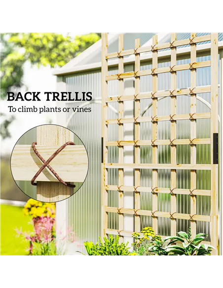 Outsunny Wooden Trellis Planter, Raised Garden Bed with Wheels, to Climb and Grow Vegetables, Herbs and Flowers, Natural
