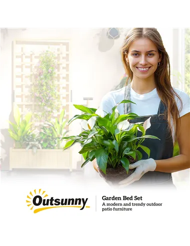 Outsunny Wooden Trellis Planter, Raised Garden Bed with Wheels, to Climb and Grow Vegetables, Herbs and Flowers, Natural