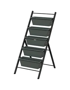 Outsunny 5-Tier Vertical Raised Garden Planter with 5 Container Boxes, Outdoor Plant Stand for Vegetable Flowers, Grey
