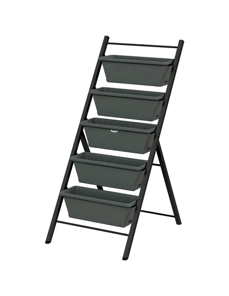 Outsunny 5-Tier Vertical Raised Garden Planter with 5 Container Boxes, Outdoor Plant Stand for Vegetable Flowers, Grey