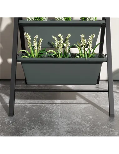Outsunny 5-Tier Vertical Raised Garden Planter with 5 Container Boxes, Outdoor Plant Stand for Vegetable Flowers, Grey