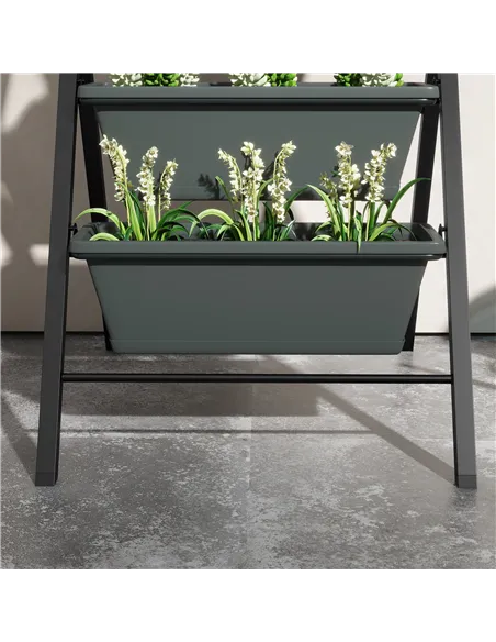 Outsunny 5-Tier Vertical Raised Garden Planter with 5 Container Boxes, Outdoor Plant Stand for Vegetable Flowers, Grey
