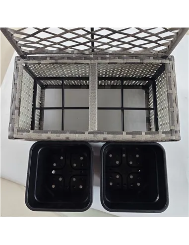 Outsunny 22 L Rattan Planter with Trellis, Freestanding Raised Beds for Garden with Two Plant Boxes, Outdoor Planter for Climbin