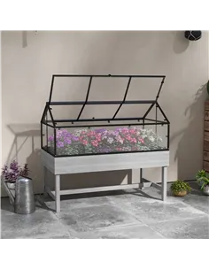 Outsunny 60 x 120cm Raised Garden Bed with Wooden Base - Grey 2