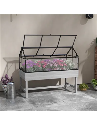 Outsunny 60 x 120cm Raised Garden Bed with Wooden Base - Grey