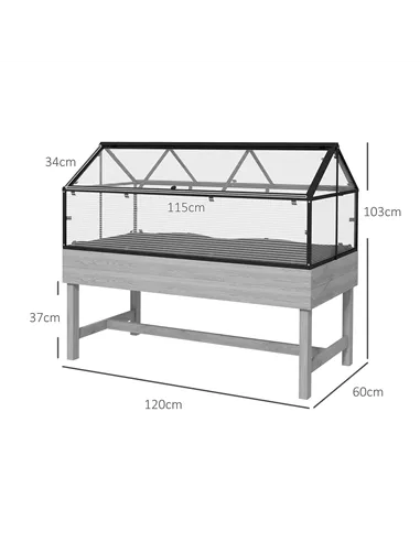 Outsunny 60 x 120cm Raised Garden Bed with Wooden Base - Grey