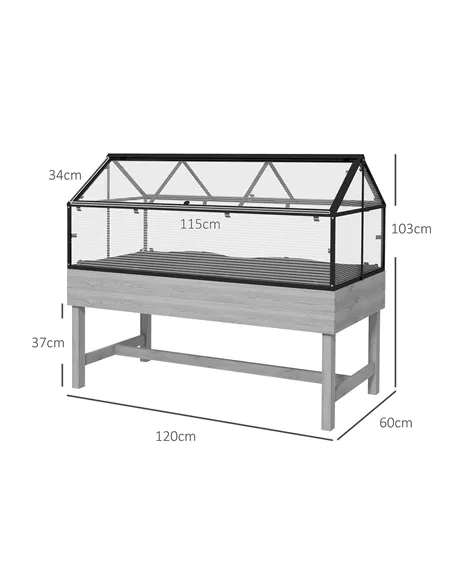 Outsunny 60 x 120cm Raised Garden Bed with Wooden Base - Grey