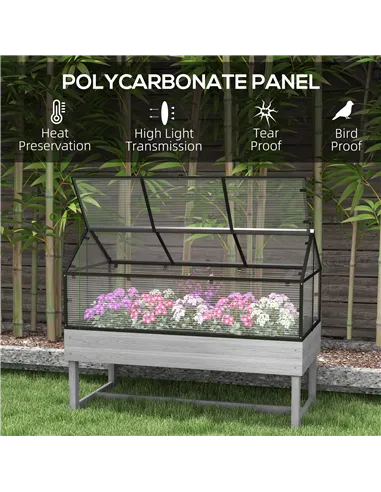 Outsunny 60 x 120cm Raised Garden Bed with Wooden Base - Grey