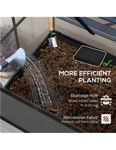 Outsunny 60 x 120cm Raised Garden Bed with Wooden Base - Grey