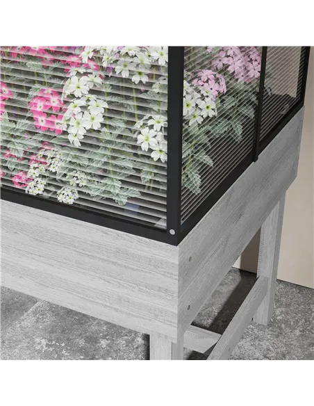 Outsunny 60 x 120cm Raised Garden Bed with Wooden Base - Grey