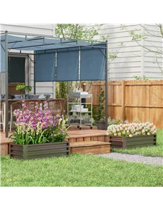 Outsunny Set of Two 110 x 50cm Steel Planter Boxes -  Dark Grey 2