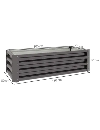 Outsunny Set of Two 110 x 50cm Steel Planter Boxes -  Dark Grey