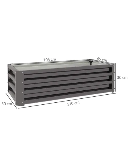 Outsunny Set of Two 110 x 50cm Steel Planter Boxes -  Dark Grey