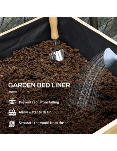 Outsunny Wooden Planter Box with Greenhouse Cover and Bed Liner, Raised Garden Bed for Vegetables, Flowers, Herbs