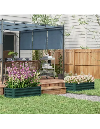 Outsunny Set of Two 110 x 65cm Steel Planter Boxes - Green