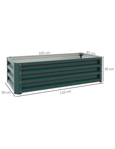 Outsunny Set of Two 110 x 65cm Steel Planter Boxes - Green
