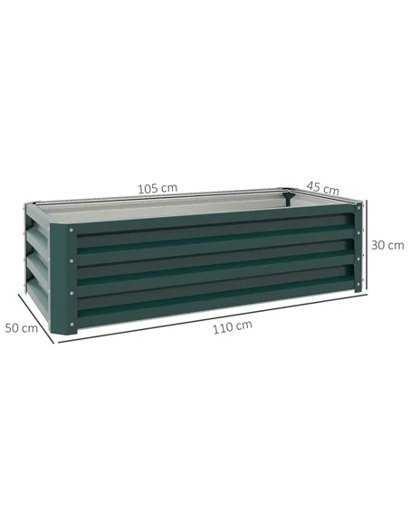 Outsunny Set of Two 110 x 65cm Steel Planter Boxes - Green