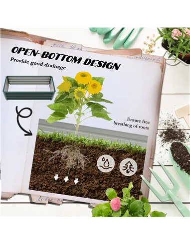 Outsunny Set of Two 110 x 65cm Steel Planter Boxes - Green