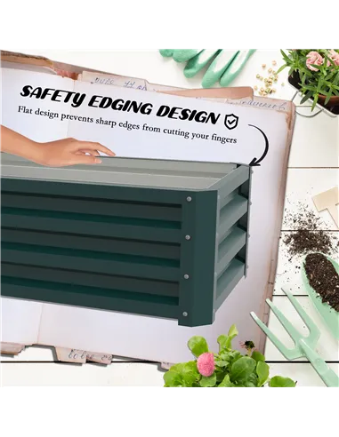 Outsunny Set of Two 110 x 65cm Steel Planter Boxes - Green