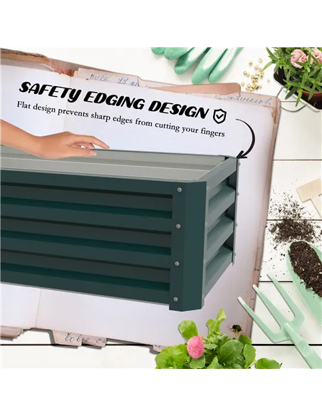 Outsunny Set of Two 110 x 65cm Steel Planter Boxes - Green