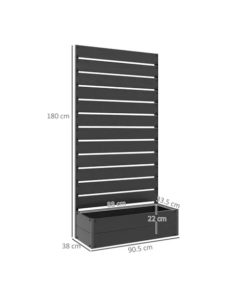 Outsunny Raised Bed for Garden, Planter with Trellis for Climbing Plants, Vines, Planter Box with Drainage Gap, Black