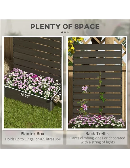 Outsunny Raised Bed for Garden, Planter with Trellis for Climbing Plants, Vines, Planter Box with Drainage Gap, Black