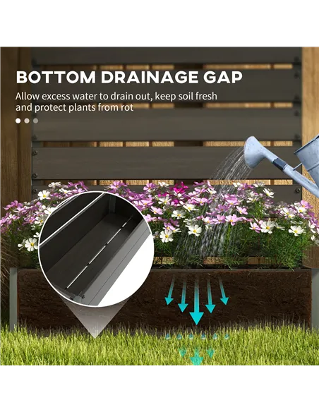 Outsunny Raised Bed for Garden, Planter with Trellis for Climbing Plants, Vines, Planter Box with Drainage Gap, Black