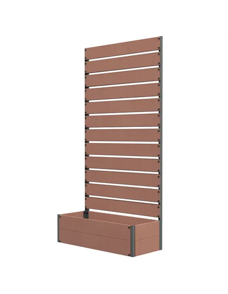 Outsunny Raised Bed for Garden, Planter with Trellis for Climbing Plants, Vines, Planter Box with Drainage Gap, Light Brown