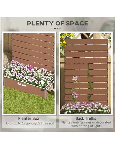 Outsunny Raised Bed for Garden, Planter with Trellis for Climbing Plants, Vines, Planter Box with Drainage Gap, Light Brown