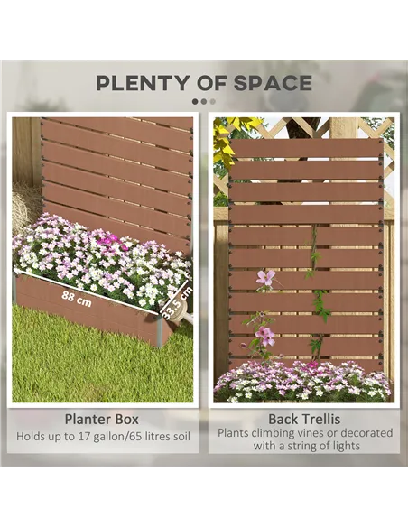 Outsunny Raised Bed for Garden, Planter with Trellis for Climbing Plants, Vines, Planter Box with Drainage Gap, Light Brown