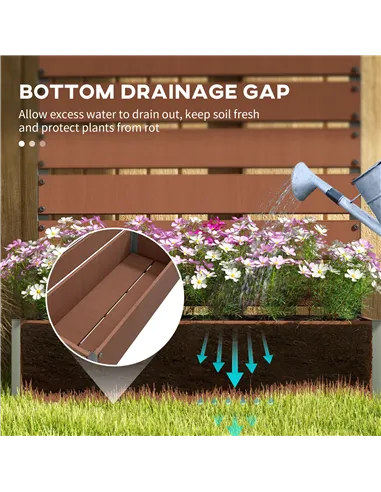 Outsunny Raised Bed for Garden, Planter with Trellis for Climbing Plants, Vines, Planter Box with Drainage Gap, Light Brown