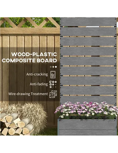 Outsunny 34 x 69.5cm Garden Planter Box, with Back Trellis, Grey