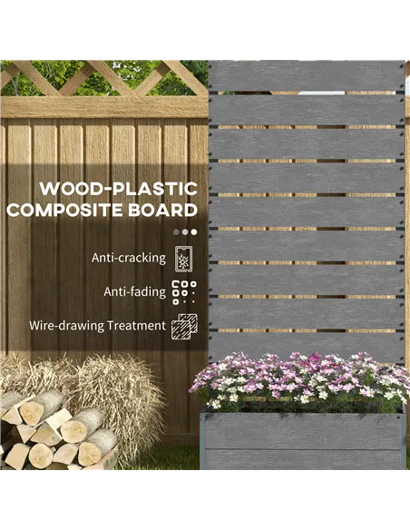 Outsunny 34 x 69.5cm Garden Planter Box, with Back Trellis, Grey