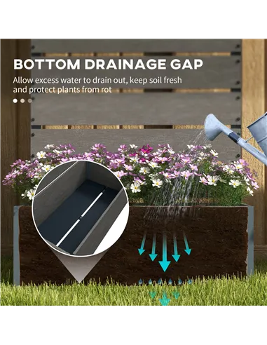 Outsunny 34 x 69.5cm Garden Planter Box, with Back Trellis, Grey