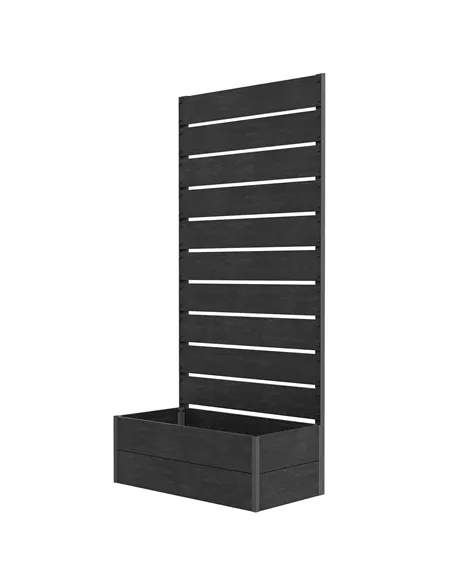Outsunny 34 x 69.5cm Garden Planter Box, with Back Trellis, Black