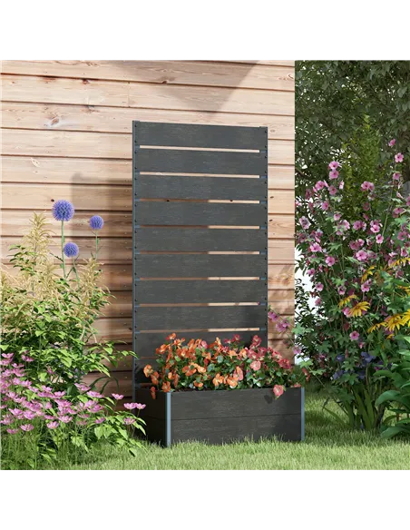 Outsunny 34 x 69.5cm Garden Planter Box, with Back Trellis, Black